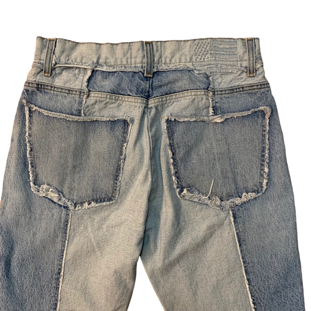 REVICE Denim Two Tone Jeans Straight Leg Raw Hem